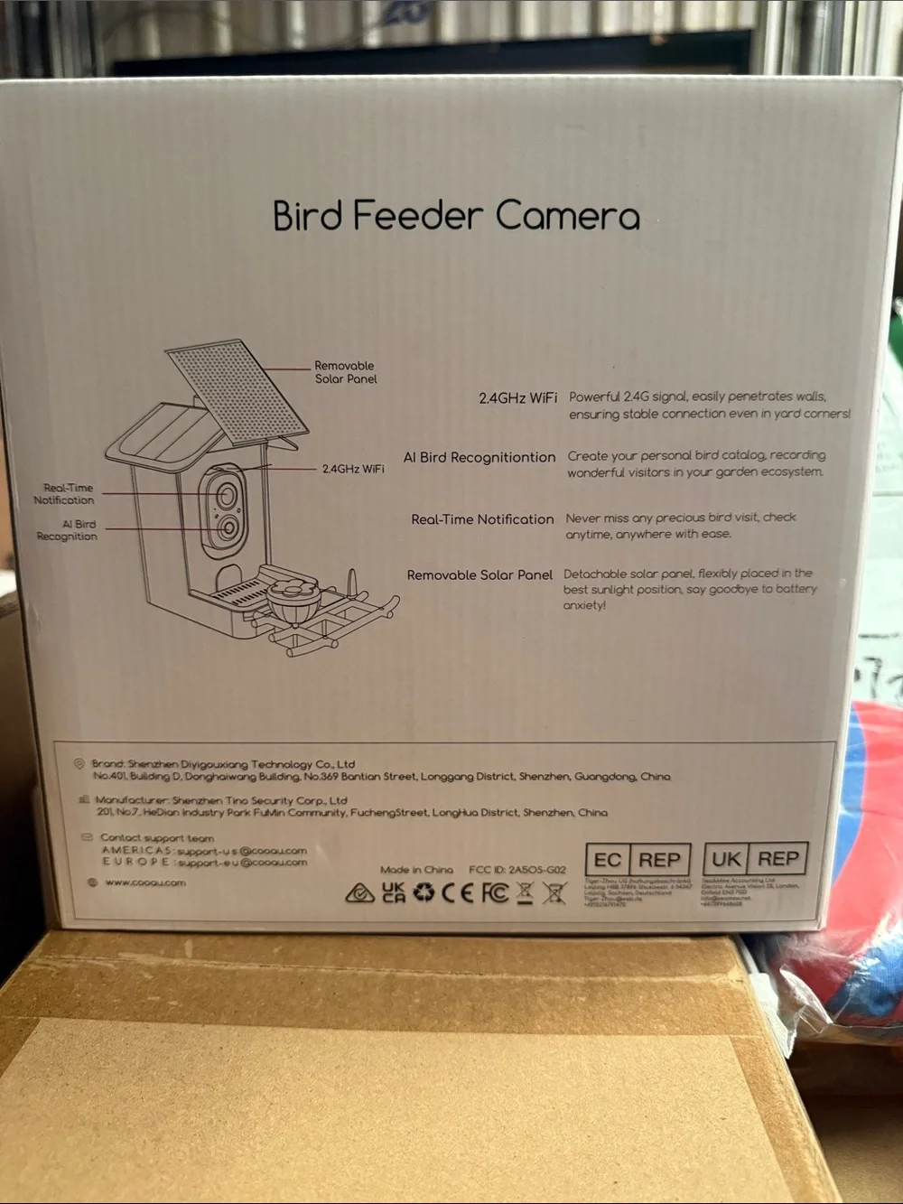 Bird Feeder Camera in White with Green Accent